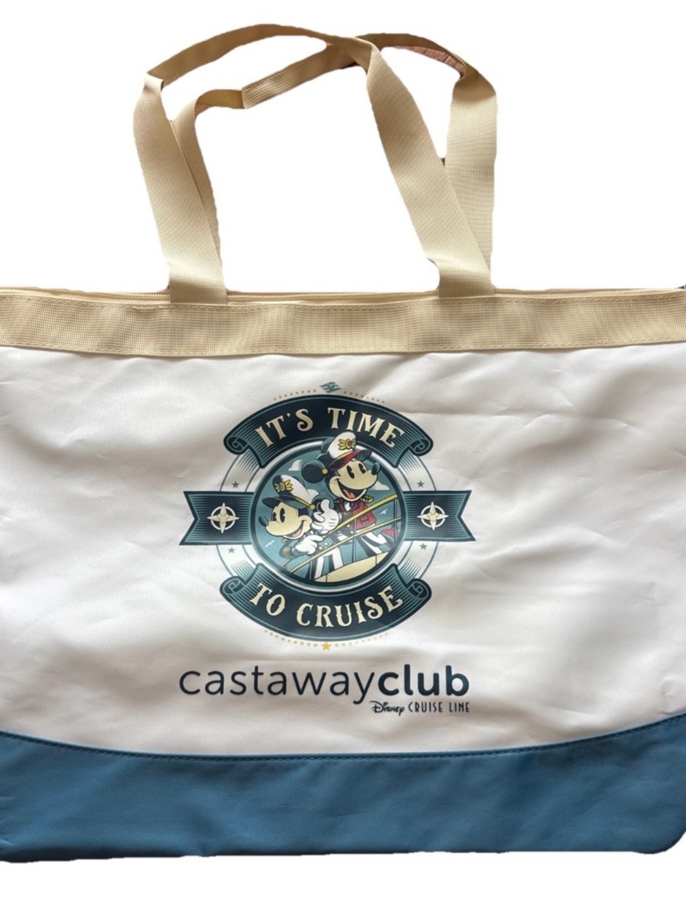 Disney Castaway Club It's Time to Cruise Tote Bag - White & Blue